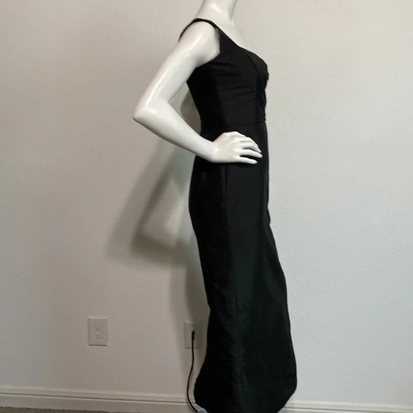 Alfred Sung Black Maxi Dress Gown Satin Sleeveless Sweetheart Neck Size 4 - Picture 7 of 8